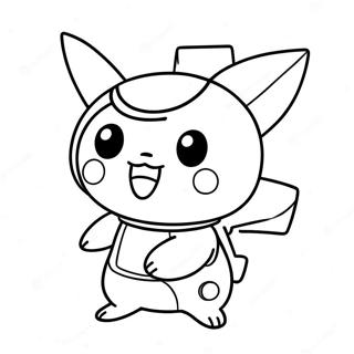 Cute Pikachu in Among Us Spacesuit Coloring Page | Among Us Pikachu coloring page
