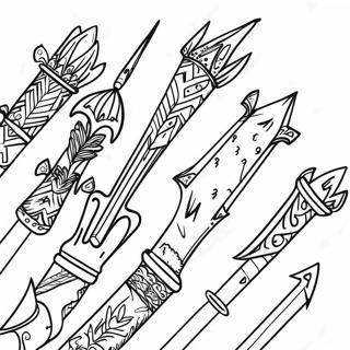 Fantasy Quiver Filled with Magical Arrows Coloring Page | Quiver coloring page