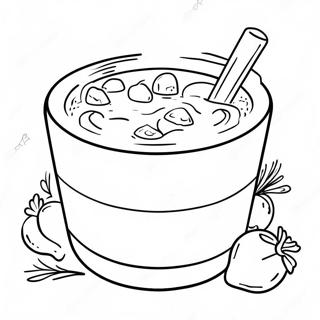 Creamy Chowder with Vegetables Coloring Page | Chowder coloring page