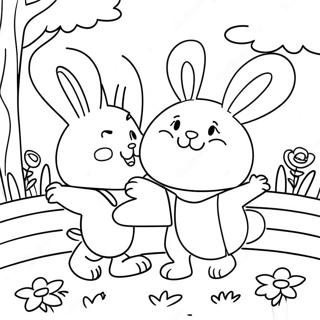 Max and Ruby Playing in the Garden Coloring Page | Max and Ruby coloring page