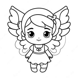 Chibi Girl with Magical Wings Coloring Page | Chibi Girl coloring page