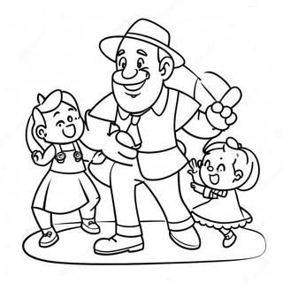 Funny Uncle Playing with Kids Coloring Page | Uncle coloring page
