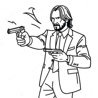 John Wick in Action Coloring Page | John Wick coloring page