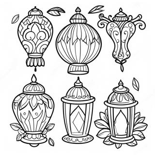 Colorful Eid Lanterns Coloring Page | Eid coloring page