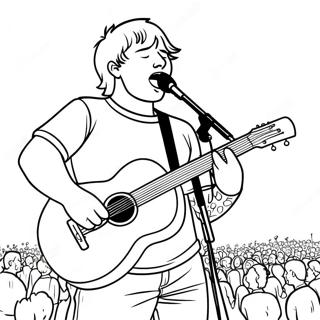Ed Sheeran Singing on Stage Coloring Page | Ed Sheeran coloring page