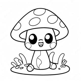 Adorable Cartoon Mushroom Coloring Page | Cute Mushroom coloring page