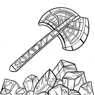 Diamond Minecraft Axe Coloring Page | Minecraft Axe coloring page