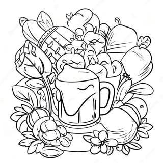 Festive Oktoberfest Celebration Coloring Page | Oktoberfest coloring page