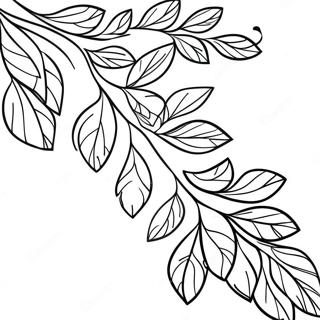 Leafy Branch Coloring Page | Branch coloring page