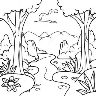 Green Nature Scene Coloring Page | Green coloring page