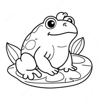 Cute Toad Sitting on a Lily Pad Coloring Page | Toad coloring page
