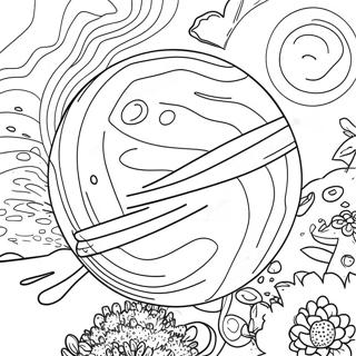Colorful Planet in Space Coloring Page | Planet coloring page