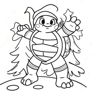 Ninja Turtle Christmas Tree Coloring Page | Ninja Turtle Christmas coloring page