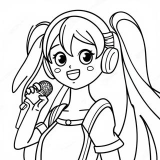 Hatsune Miku Singing Coloring Page | Vocaloid coloring page