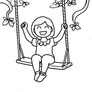 Mary Jane Swinging on a Swing Coloring Page | Mary Jane coloring page
