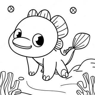 Minecraft Axolotl Swimming in Water Coloring Page | Minecraft Axolotl coloring page