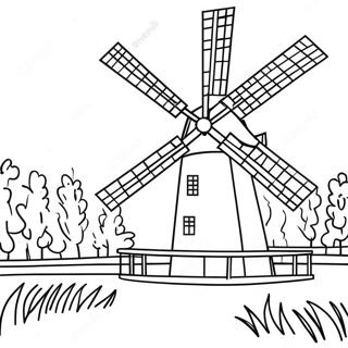 Traditional Dutch Windmill Coloring Page | Holland coloring page