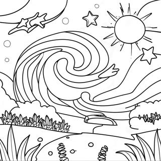 Starry Night Coloring Page | Night coloring page