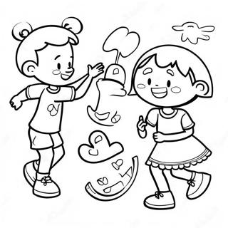 African American Children Playing Coloring Page | African American coloring page