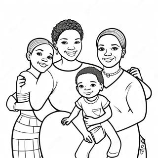 African American Family Together Coloring Page | African American coloring page