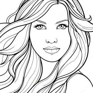 Long Flowing Hair Coloring Page | Realistic Hair coloring page