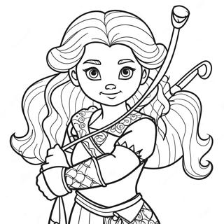 Brave Merida with Bow Coloring Page | Merida coloring page