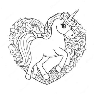 Sparkly Unicorn Heart Coloring Page | Unicorn Heart coloring page