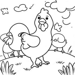 Little Red Hen with Friends Coloring Page | Little Red Hen coloring page