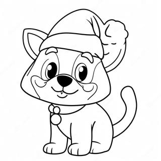 Festive Bluey with Santa Hat Coloring Page | Christmas Bluey coloring page