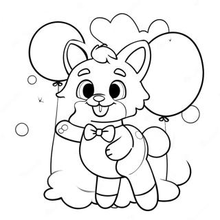 Cute Mangle with Balloons Coloring Page | Mangle coloring page