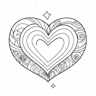 Colorful Rainbow Heart with Stars Coloring Page | Rainbow Heart coloring page