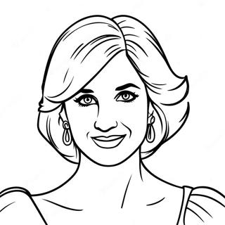 Elegant Princess Diana Portrait Coloring Page | Princess Diana coloring page