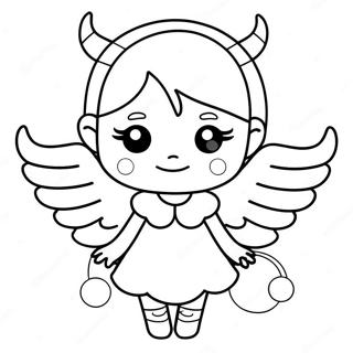 Cute Demon Girl with Wings Coloring Page | Demon Girl coloring page