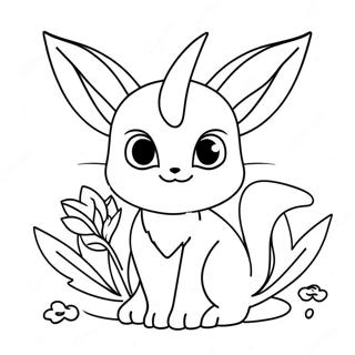 Cute Espeon with Flowers Coloring Page | Espeon coloring page