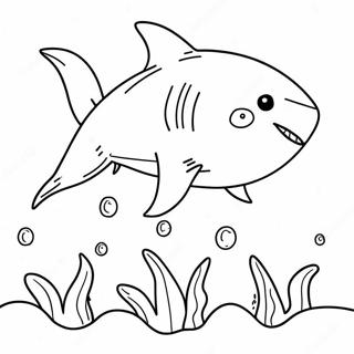 Shark Dog Swimming in the Ocean Coloring Page | Shark Dog coloring page