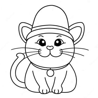 Silly Cat with a Hat Coloring Page | Funny Animal coloring page