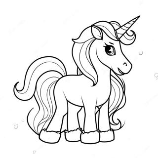 Sparkling Unicorn with Santa Hat Coloring Page | Unicorn Christmas coloring page
