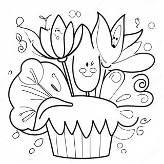 Alles Gute zum Geburtstag Blumen Ausmalbild | Glückliche Geburtstagsblumen Ausmalbild
