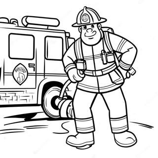 Brave Firefighter in Action Coloring Page | Thank You First Responders coloring page