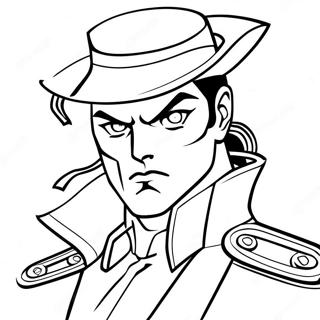 Jotaro Kujo in Action Coloring Page | JJBA coloring page