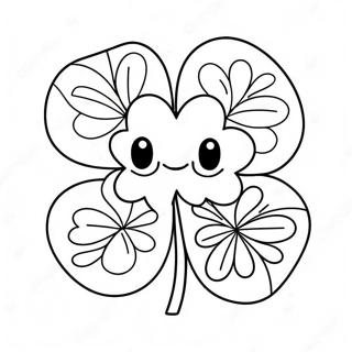 Cute Shamrock with Smiling Face Coloring Page | Shamrock coloring page
