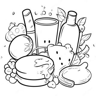 Página para Colorear de Comida y Bebida | Página para colorear de Comida y Bebida