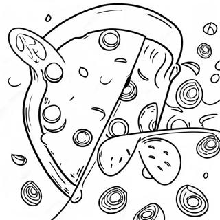 Página para Colorear de una Pizza Deliciosa | Página para colorear de Comida y Bebida