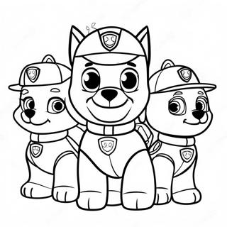 Paw Patrol Characters in Spooky Costumes Coloring Page