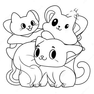 Cute Mew Mew Characters Coloring Page | Mew Mew Power coloring page