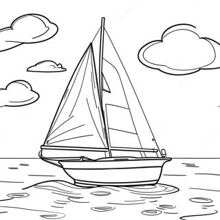 Sailboat on Calm Water Coloring Page | Boat coloring page