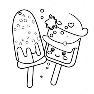 Colorful Rainbow Popsicle with Sprinkles Coloring Page | Rainbow Popsicle coloring page