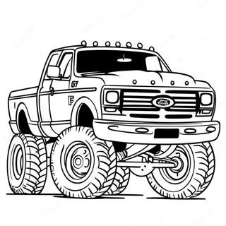 Página para Colorear de Gran Camión Ford Elevado | Página para colorear de Camión Ford Elevado