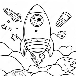 Detailed Rocket with Astronauts Coloring Page | Realistic Rocket coloring page