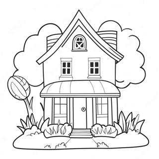 Rainbow House Coloring Page | Rainbow House coloring page
